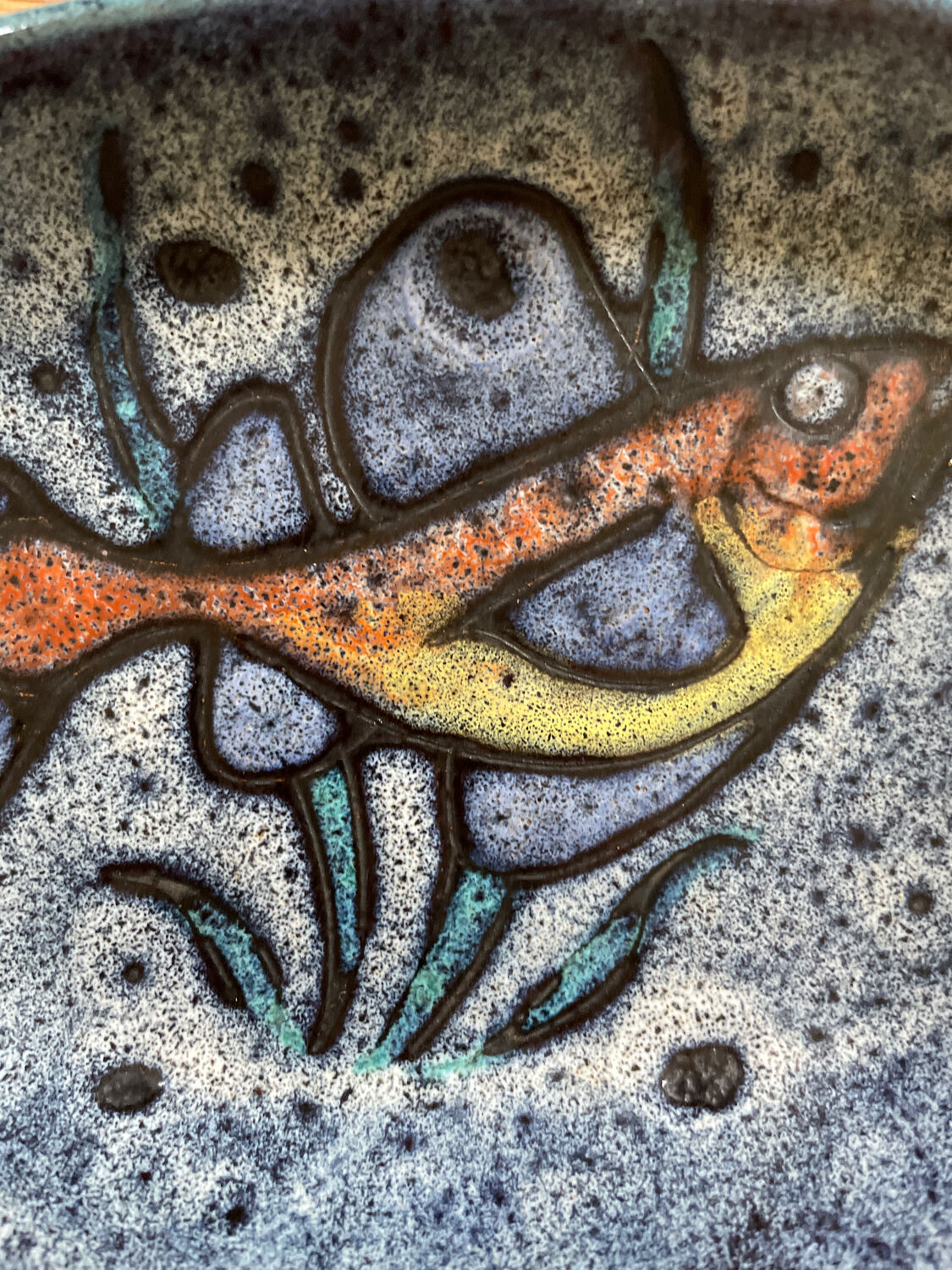 Vintage ceramic fish pattern tidy