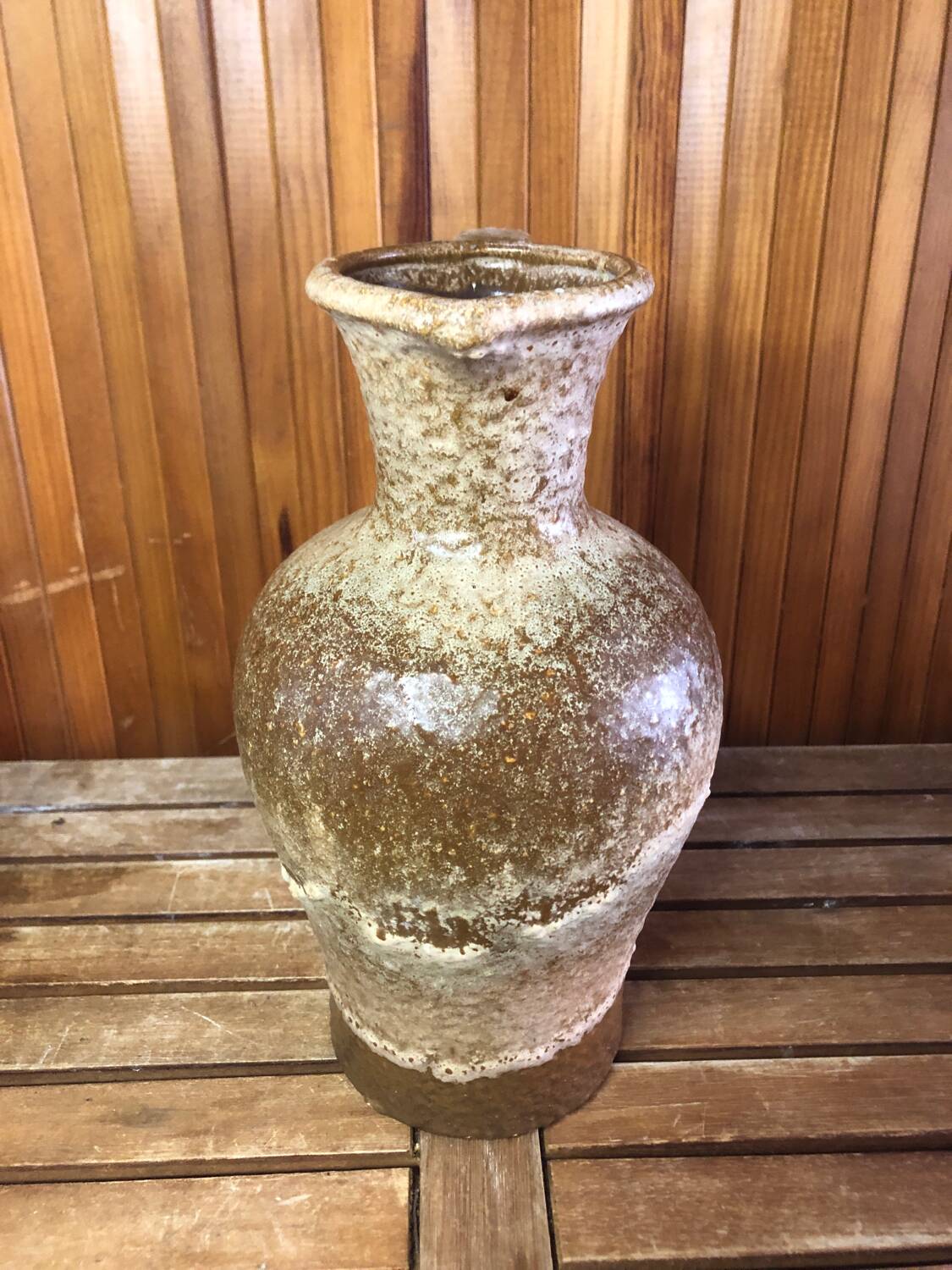 Old west germany pitcher ceramic brown & beige vintage