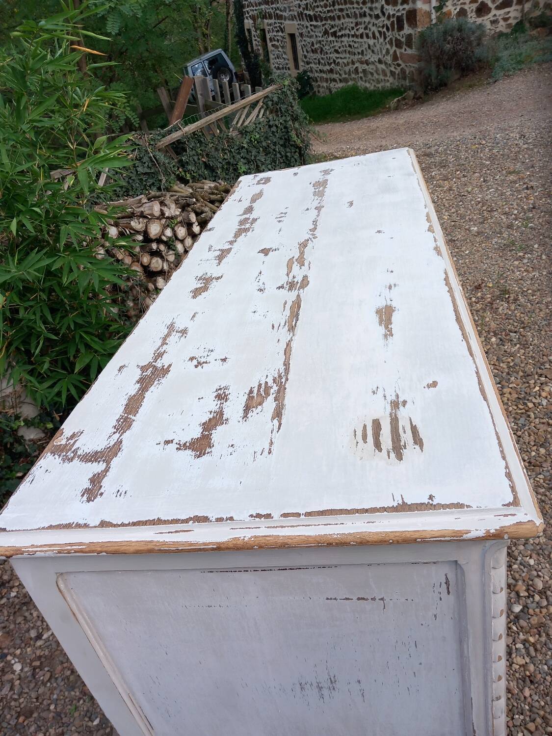 Old low sideboard in solid wood