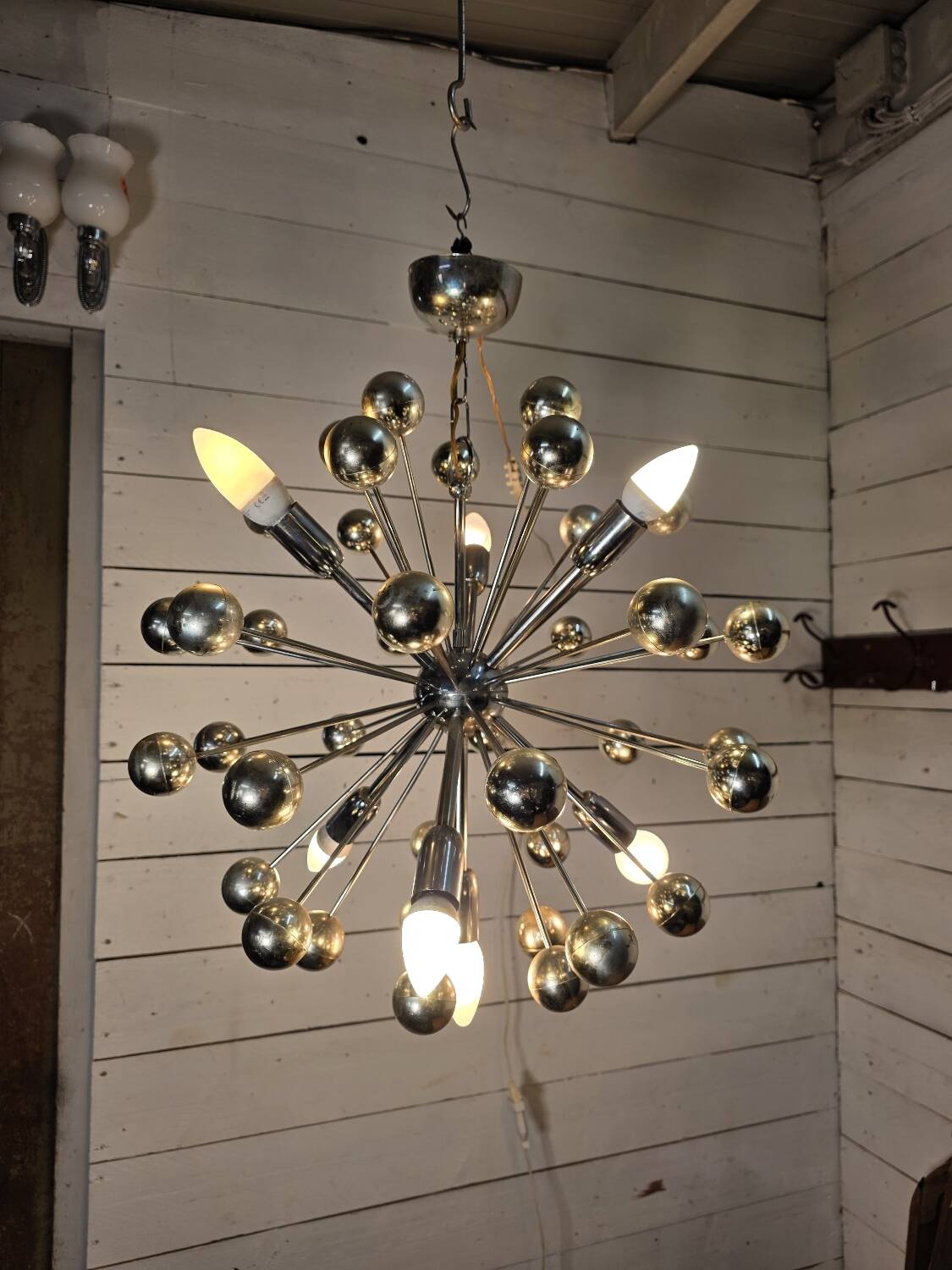 1970s chrome metal Sputnik chandelier