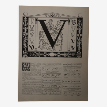 Lithographie originale sur la lettre V