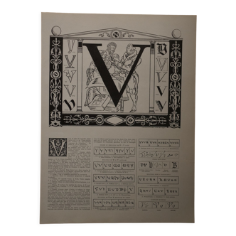 Original lithograph on the letter V