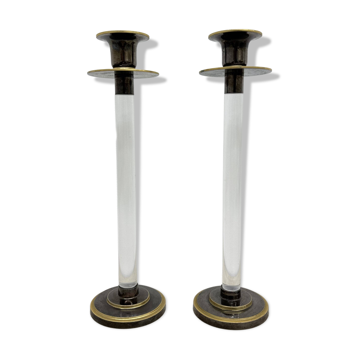 Set of 2 Caravell lucite candle sticks, 1970’s