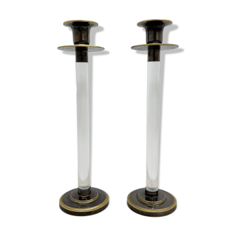 Set of 2 Caravell lucite candle sticks, 1970’s