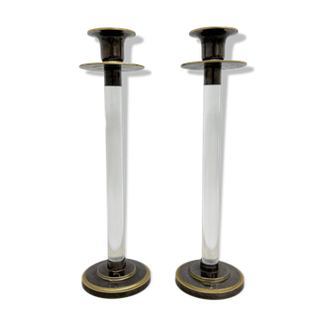 Set of 2 Caravell lucite candle sticks, 1970’s