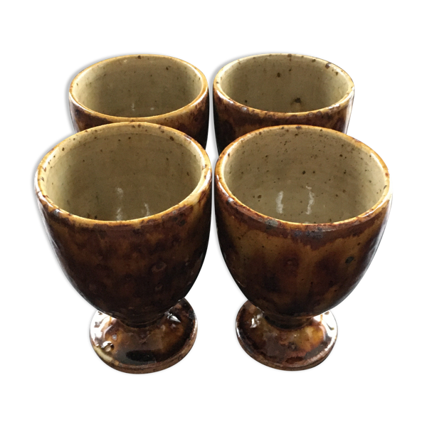 Lot de 4 gobelets grès flammé