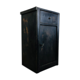 Antique black patinated bedside table