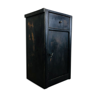 Antique black patinated bedside table