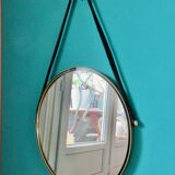 Round brass mirror. Denmark 1960