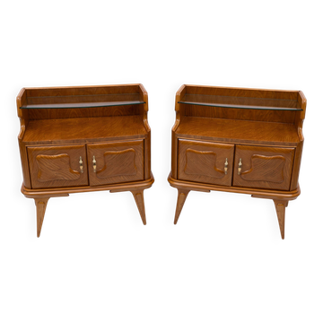 Pair of Mid-Century Modern Italian Ashwood Nightstands, 1950s