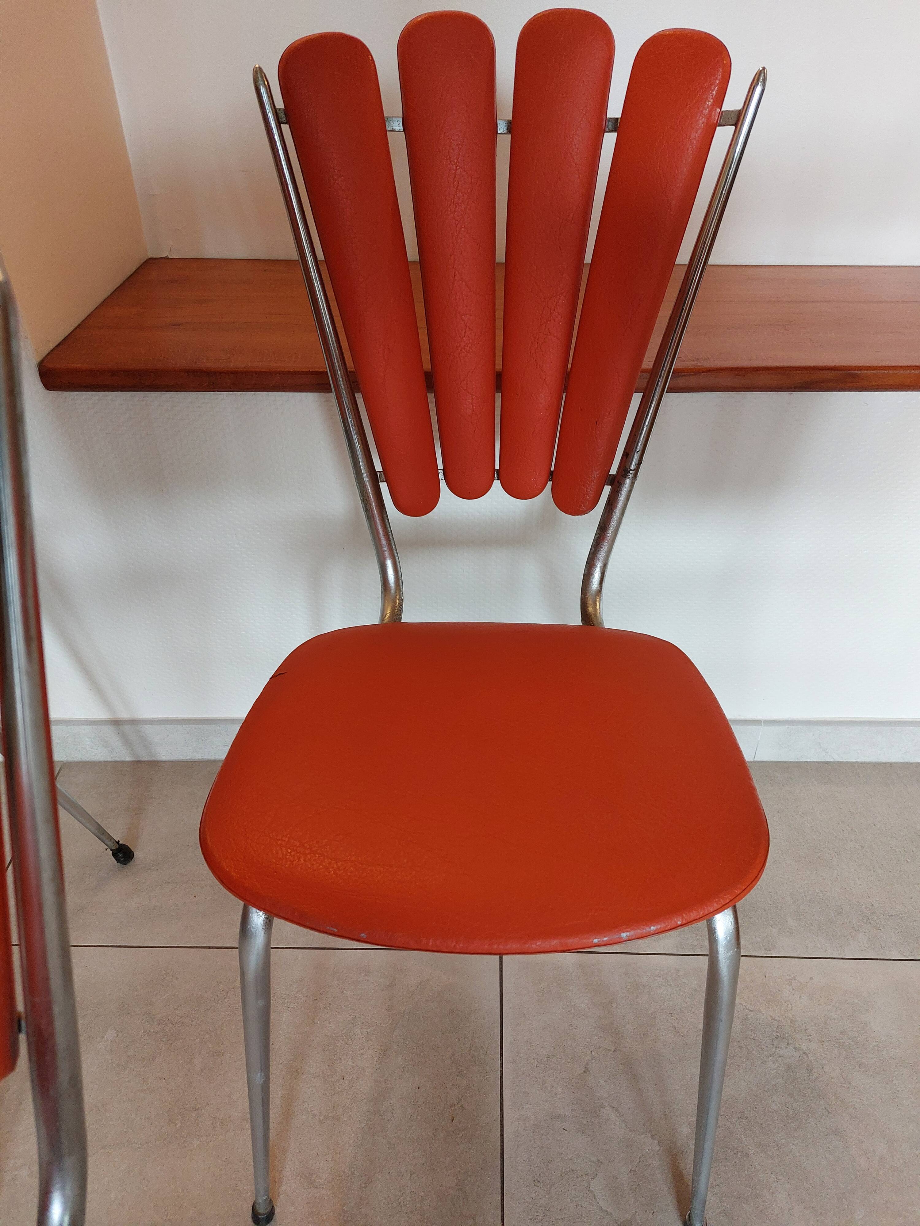 4 orange petal chairs, vintage