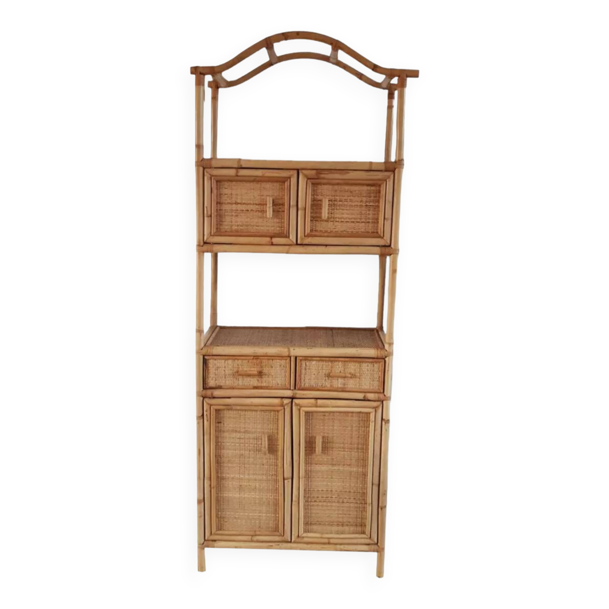 Rattan stand shelf and canning 50s