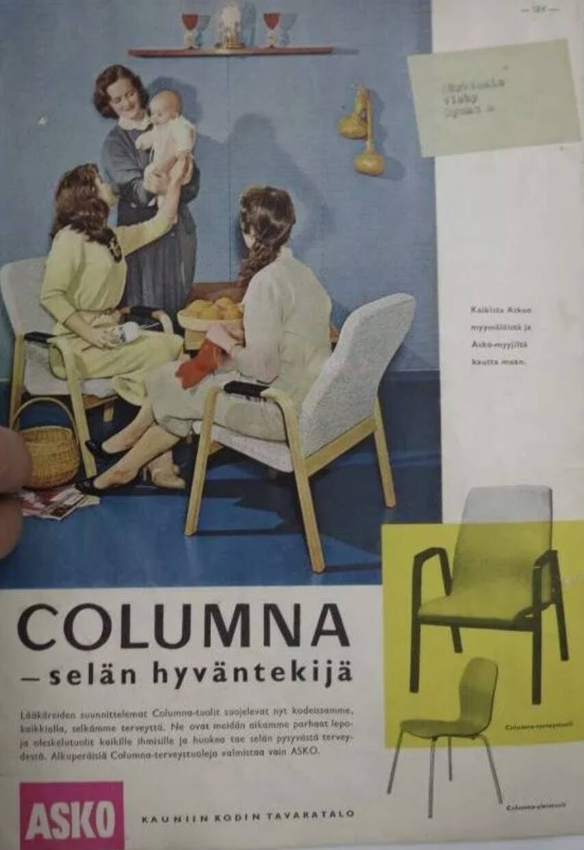 Ilmari Lappalainen - A set of three 'Columna' chairs for Asko. Ca. 1956. Fi