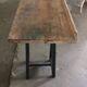 Antique industrial butcher's table in brown and black metal - Hungarian workbench circa 1900