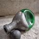 Vintage French green glass and pewter carafe - 1930s handcrafted bottle with stopper