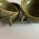 4 green glazed earthenware bowls with handles from Biot, 1960