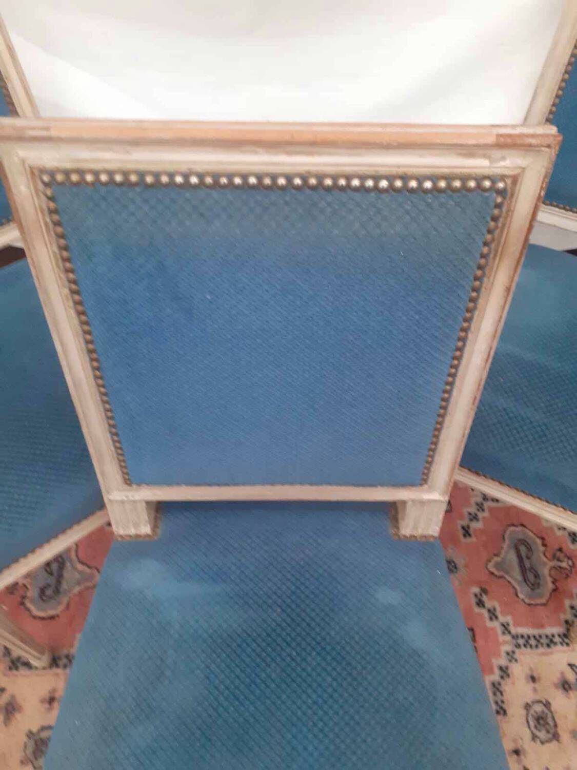 3 Antique Louis XVI style chairs with patina