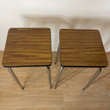 Pair of vintage high stools in formica and chrome metal