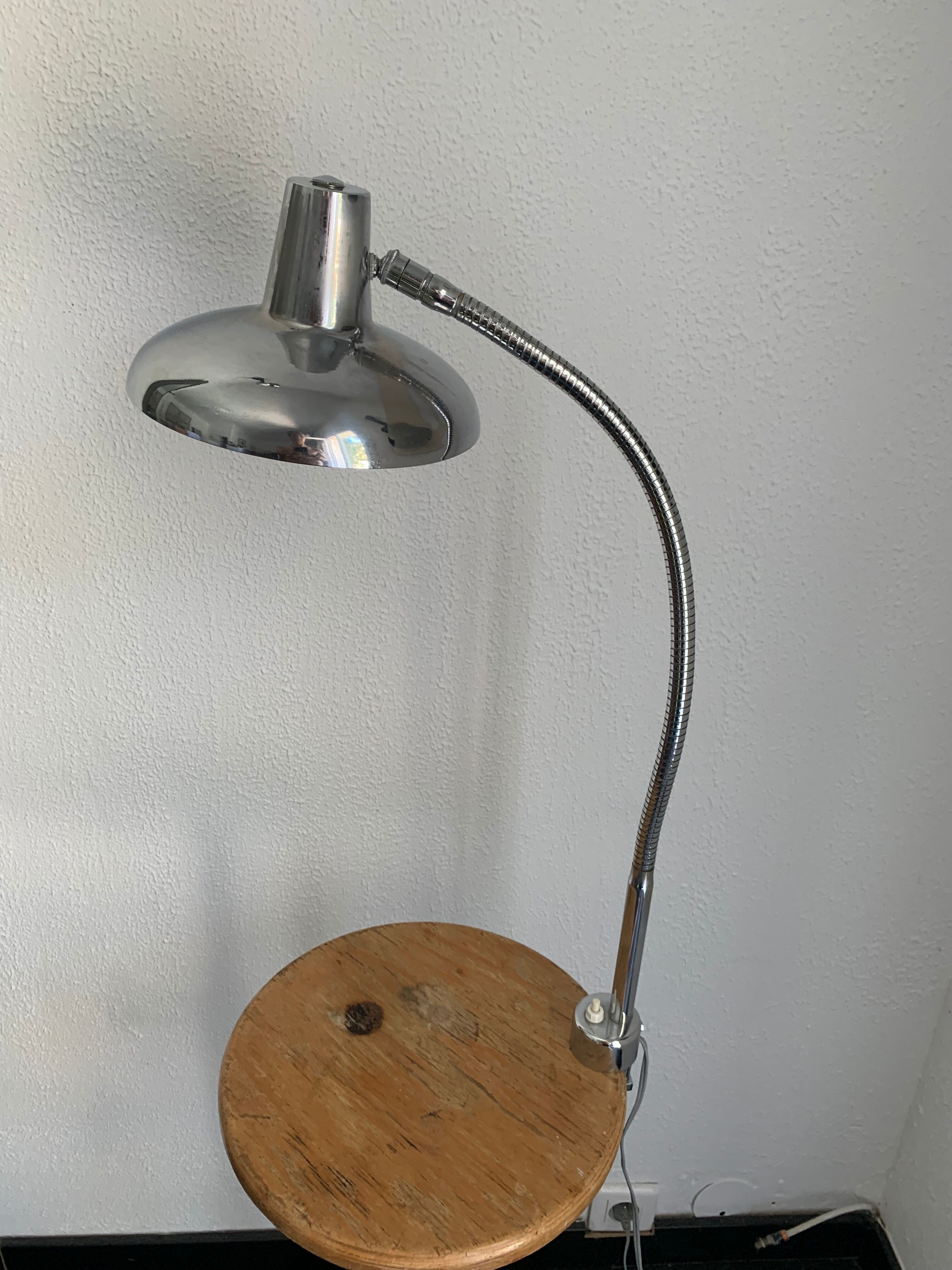 Vintage lamp 1960 industrial desk chrome vice - 60 cm