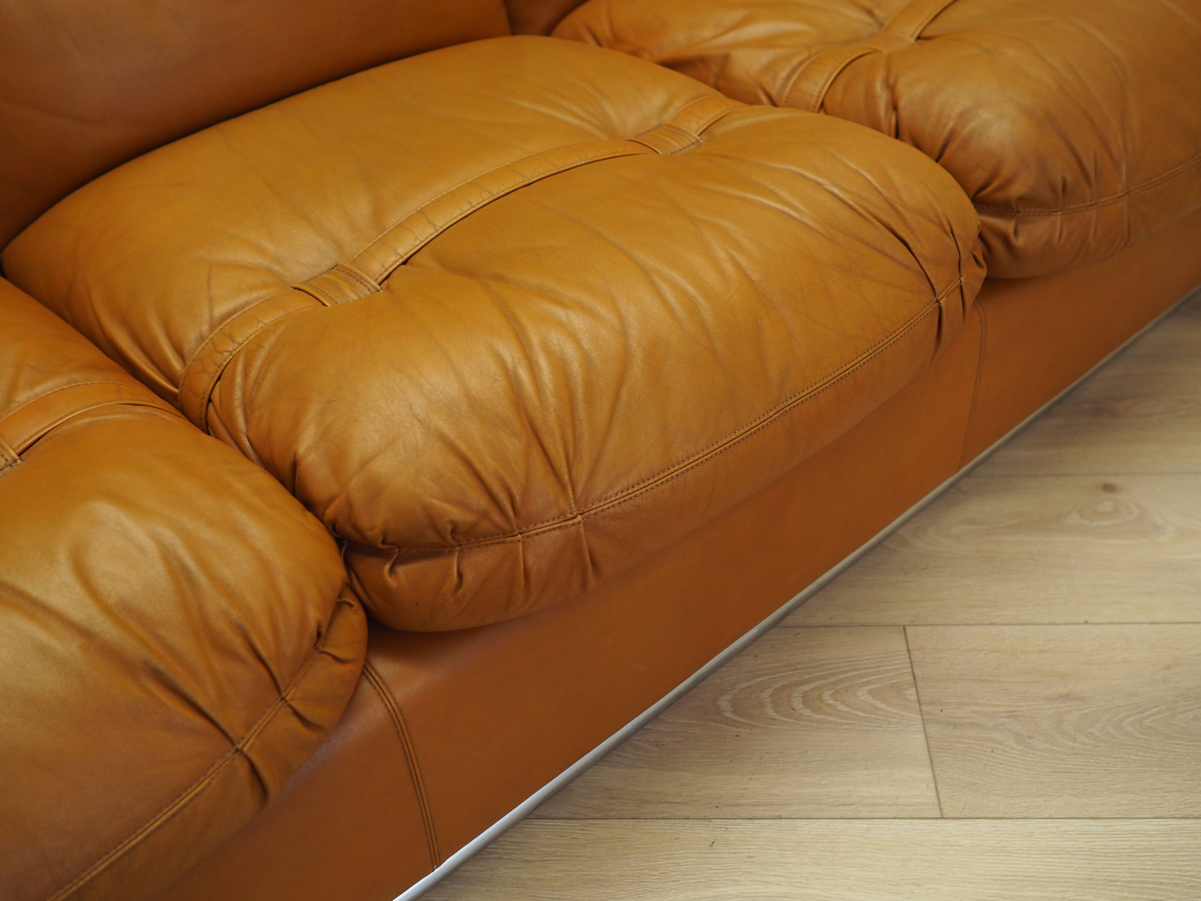 Orange leather sofa, Space Age design, 1960s, production: Italy