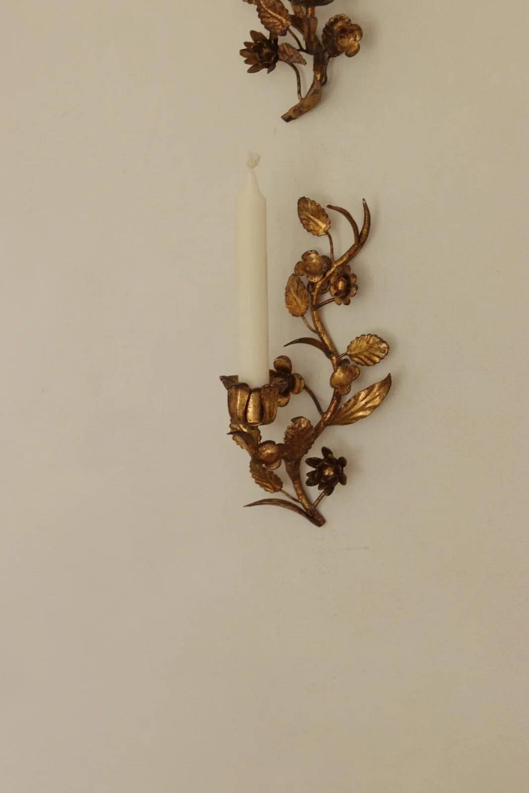 Pair of Mid-Century Italian Gilded Metal Sconces