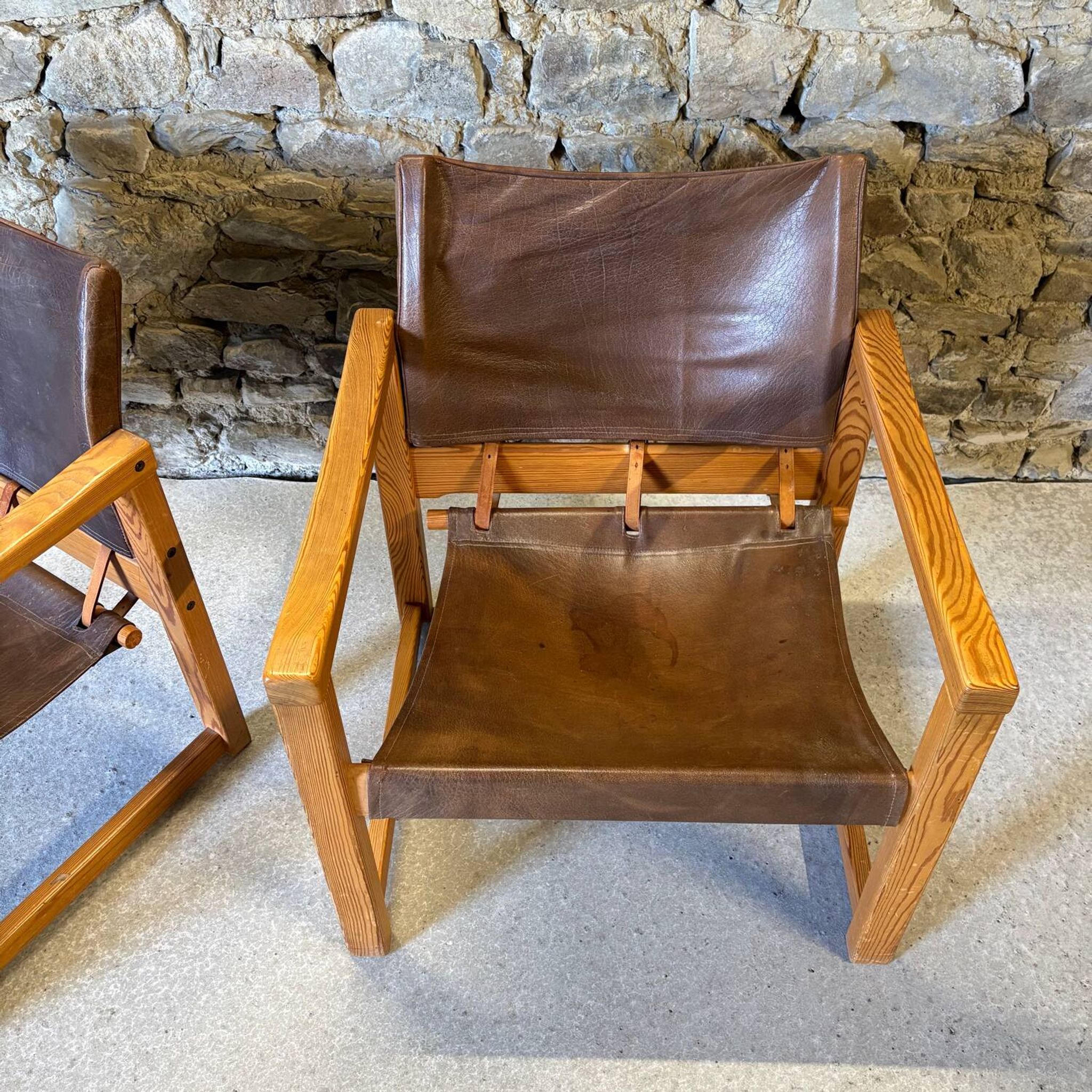 2 leather chairs Diana by Karin Mobring for IKEA, 1970