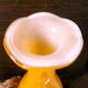 Vase orange Murano fait main avec détails floraux en verre transparent