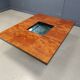 Table basse de bar cachée vintage en bois de ronce, années 1970