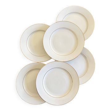 6 Assiettes plates en porcelaine cottage