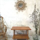 Coffee table vintage compass foot 50 60 oak