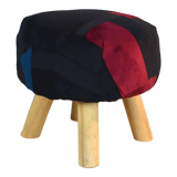 1990s pouf scandinavian patchwork stool