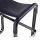 Contemporary classic bar stool in black smoked steel and navy blue leather.