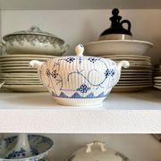 Sugar bowl, Sarreguemines earthenware jar in white and blue, "Copenhagen" pattern - early 20th century