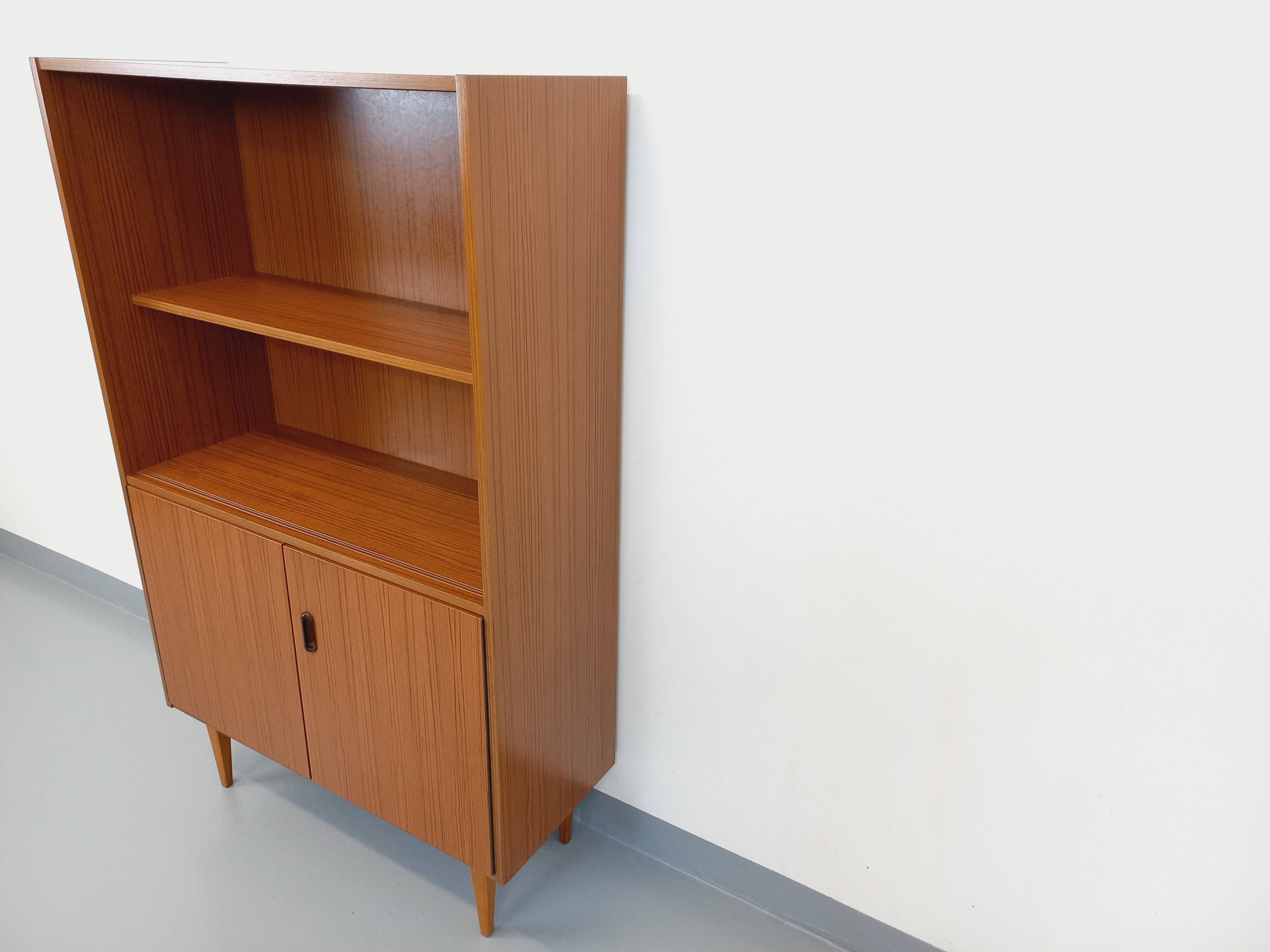 Vintage Scandinavian style storage bookcase in melamine and teak from the 60s