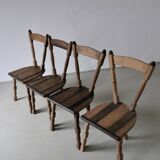 4 brutalist sculptural tripod dining chairs | 1970s