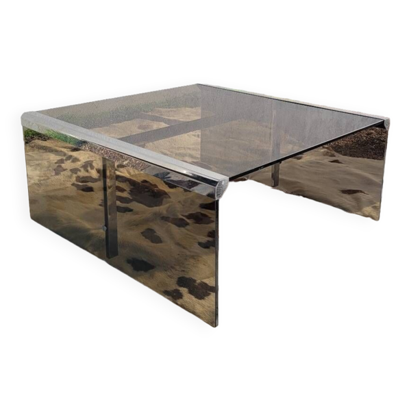 Table basse en verre fumé par Galloti et Radice italie , 1970s