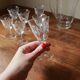 Glass glass service with glass flower motif