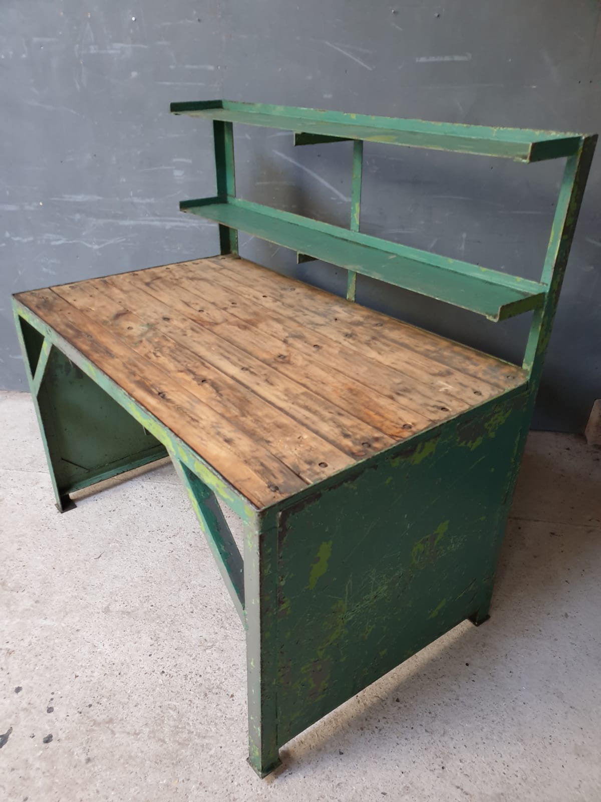 Industrial workbench, work table, desk green
