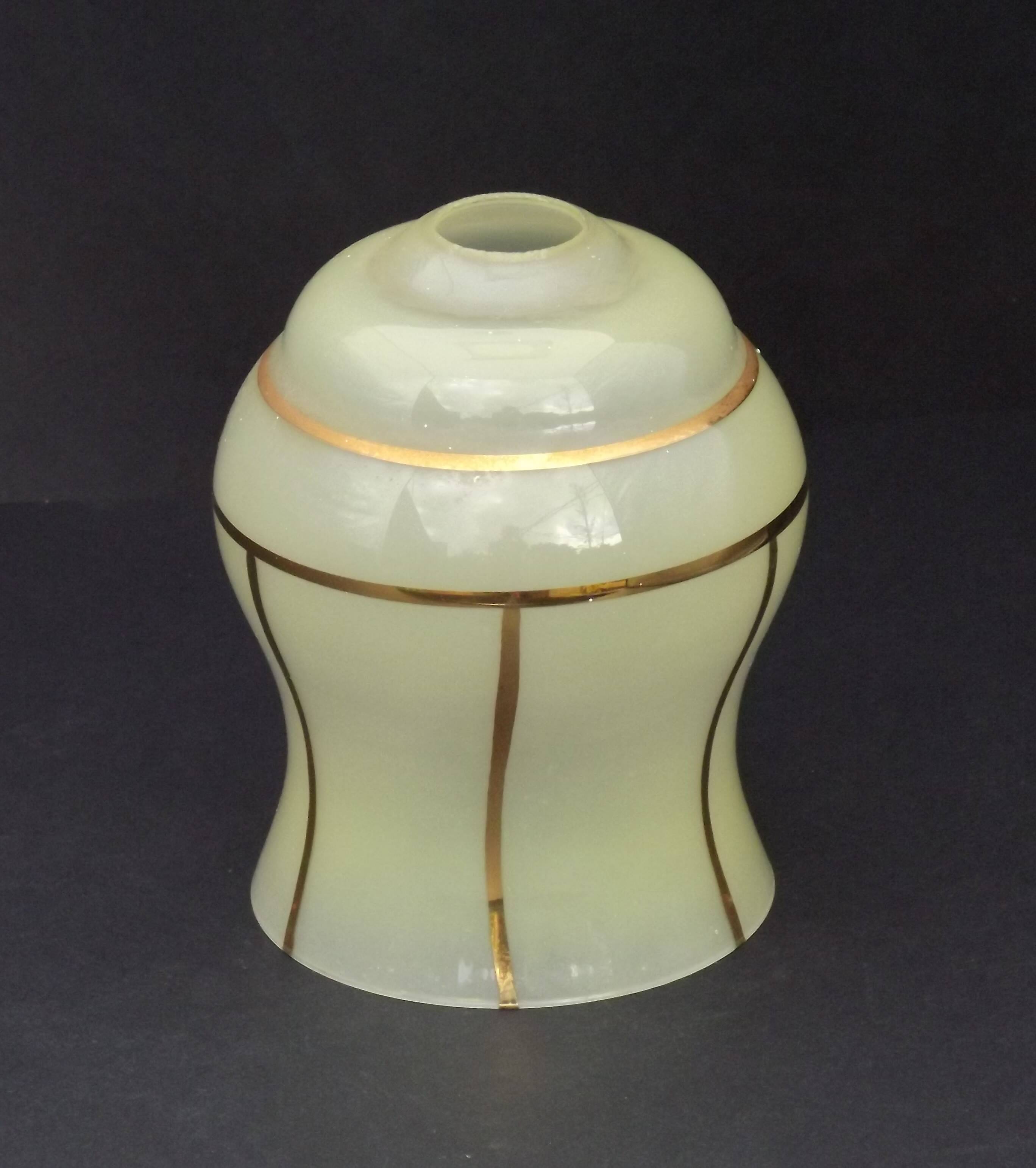 French vintage yellow Art Deco replacement shade with gold detailing 0081.