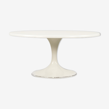 Table scandinave blanche ronde centrum 50 par Ikea, 1972