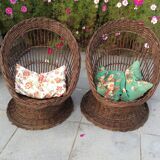 Wicker basket armchairs