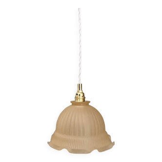 Vintage pink frosted glass lampshade pendant light