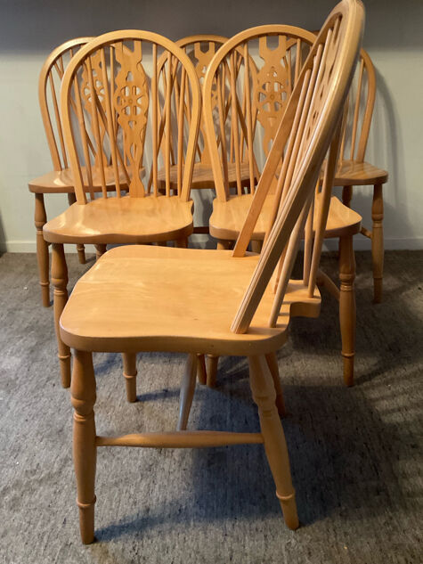 Série de 6 chaises hollandaises en hêtre massif