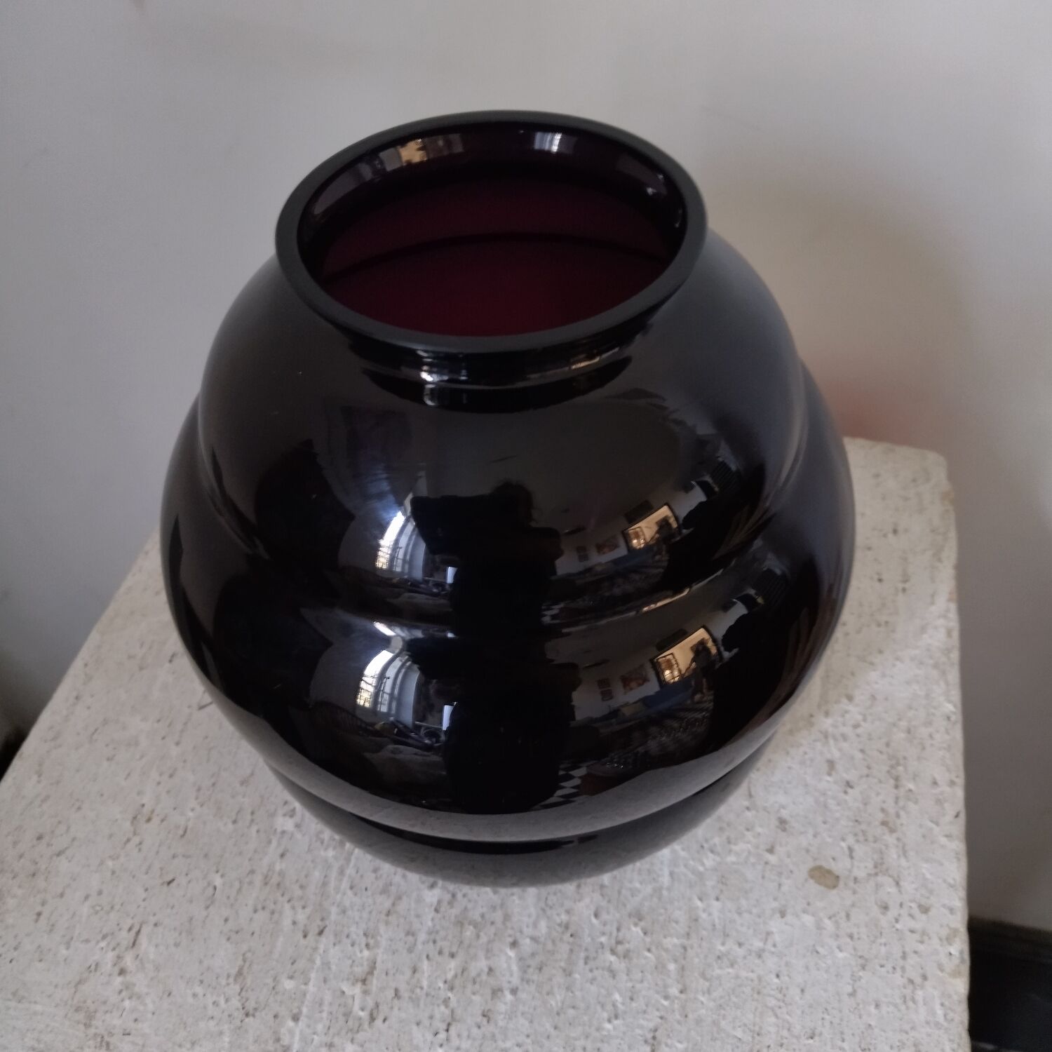 Amethyst blown glass vase art deco