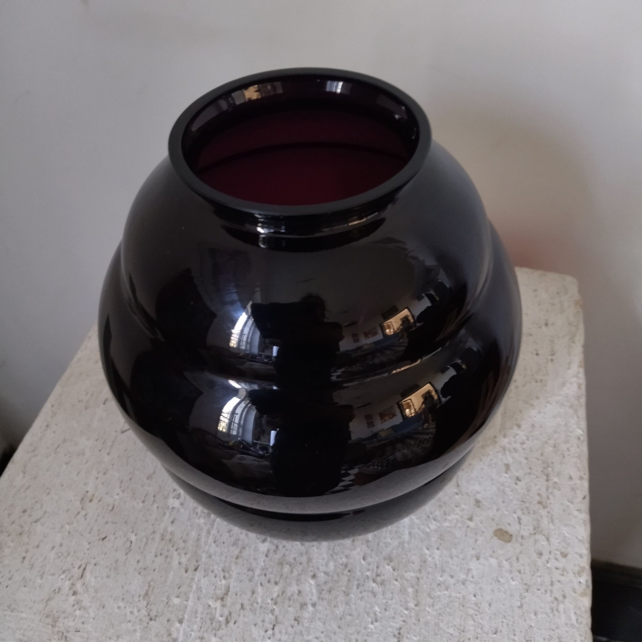 Amethyst blown glass vase art deco