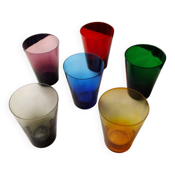 6 Verres multicolores Vintage