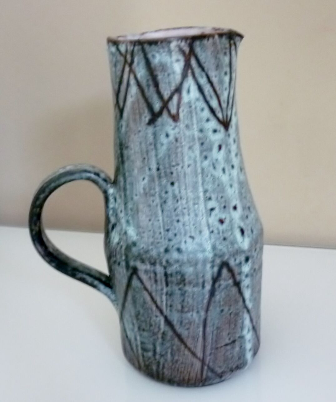 Pitcher signed Camos Vallauris, glazed ceramic, 60s/70s