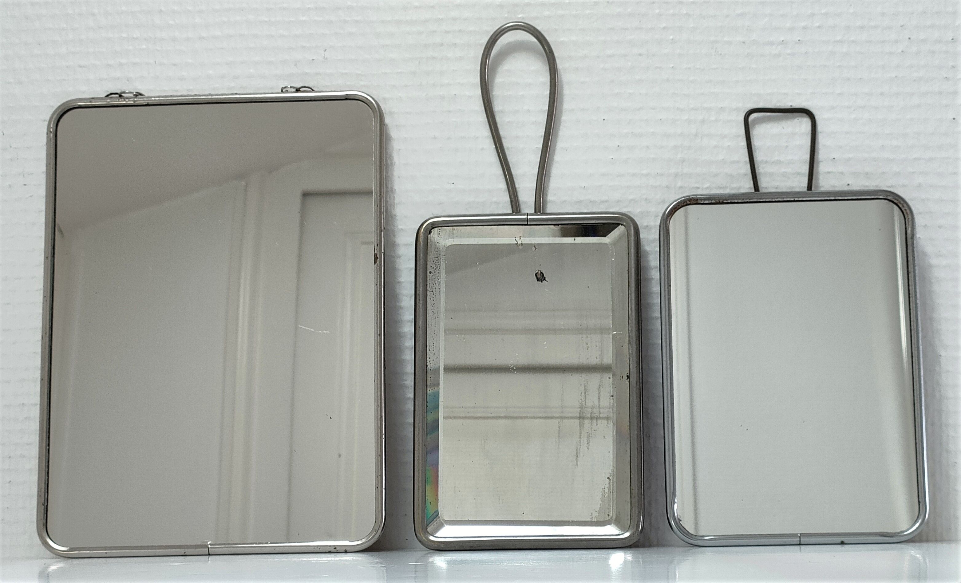 three barber mirrors metal frame early to middle XXth