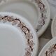 6 vintage porcelain dessert plates with brown ivy border