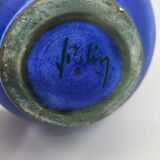 Jacques Blin vase in blue ceramic, France, Mid Century Design